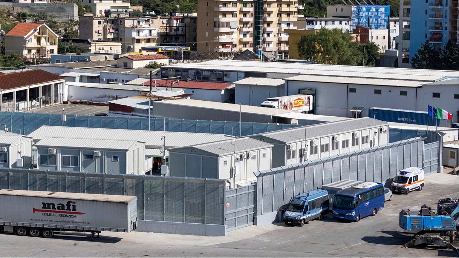 A view of a migrant processing center at the port of Shengjin, northwestern Albania (AP Photo/Vlasov Sulaj, File)