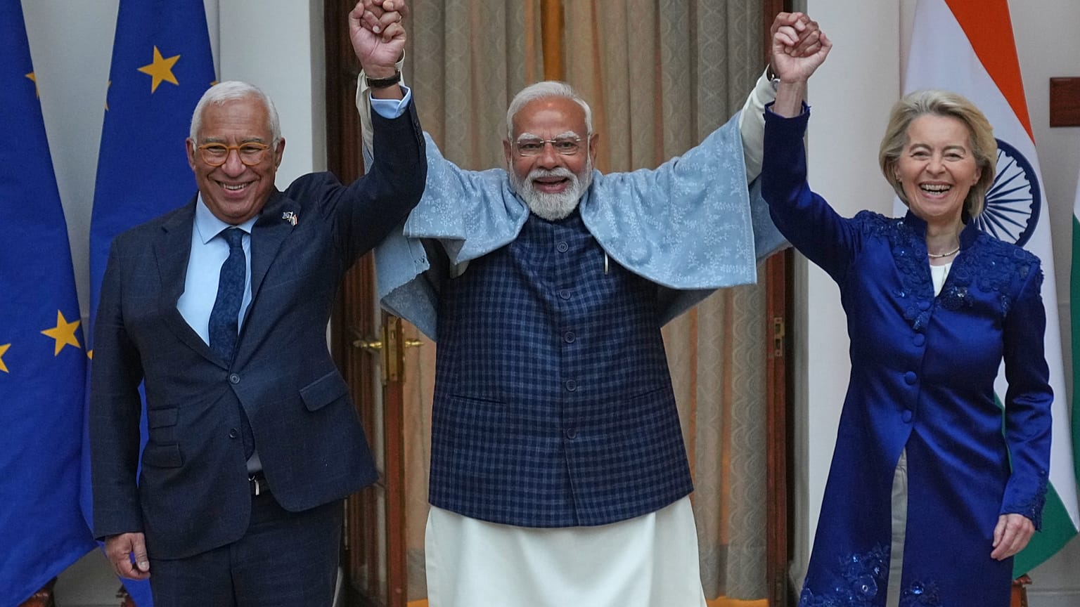 Costa, Modi and Von der Leyen in India