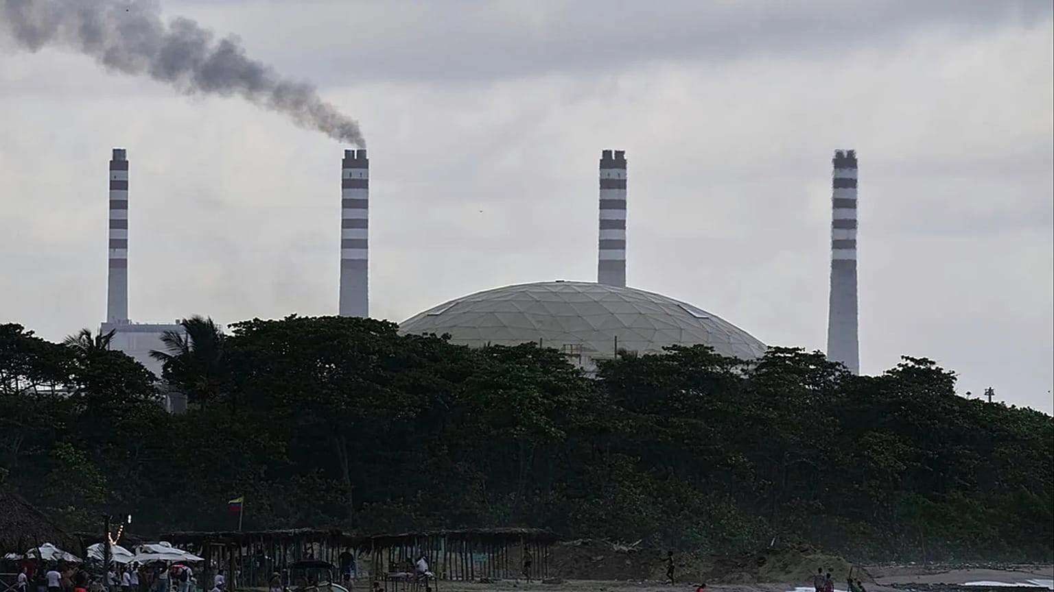 FILE -  The El Palito refinery rises above a beach in Puerto Cabello, Venezuela. 21 December 2025. 