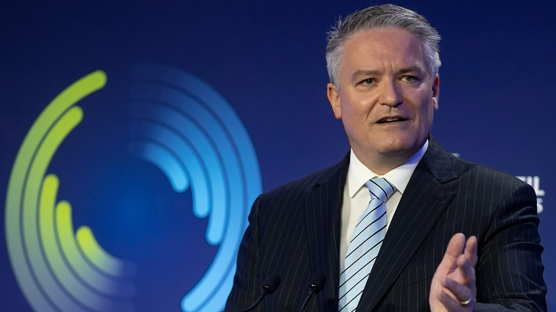 Secretary-General of the Organisation for Economic Cooperation and Development (OECD) Australia's Mathias Cormann delivers his speech during the handover ceremony at the OECD