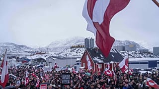 People protest against Trump's policy towards Greenland in front of the US consulate in Nuuk, Greenland, Saturday 17 Jan 2026.