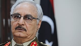 FILE: General Khalifa Haftar, the head of armed forces based in the east of Libya speaks during an interview in  in al-Marj, 18 March 2015