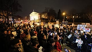 An anti-ICE demonstration in Paris, between the National Assembly and the headquarters of the Ministry of Foreign Affairs, 28 January 2026.