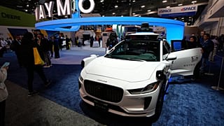 A Waymo Ojai sits on display at the Waymo booth during the CES tech show Tuesday, Jan. 6, 2026, in Las Vegas