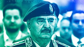 Libya's Khalifa Hifter, the commander of the self-styled Libyan National Army, is seen at the International Defense Exhibition and Conference in Abu Dhabi, 20 February 2023