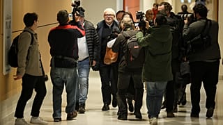 French former senator Joel Guerriau arrives at the courtroom, in Paris, 26 January 2026