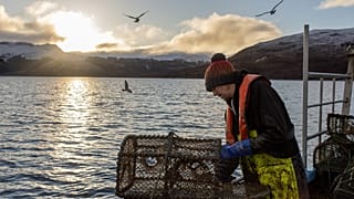 A crew member on Bally Philp's boat in Scotland